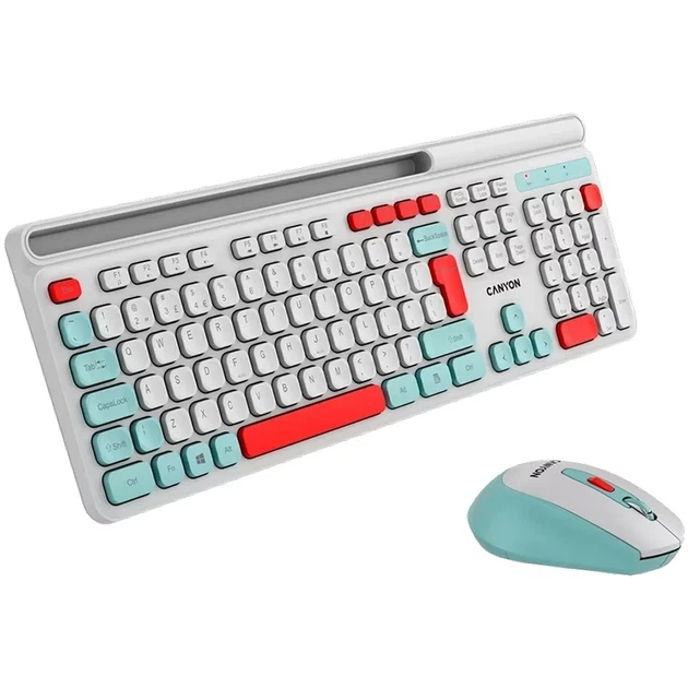 Bluetooth Клавіатура Canyon HSET-W5 White (CNS-HSETW5WT)+ миша UA - зображення 3