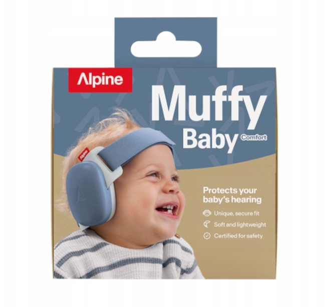 Защитные наушники для младенцев Alpine Muffy Baby - детские звукоизолирующие наушники от шума для детей 3 месяца - 4 года (синие) - изображение 2