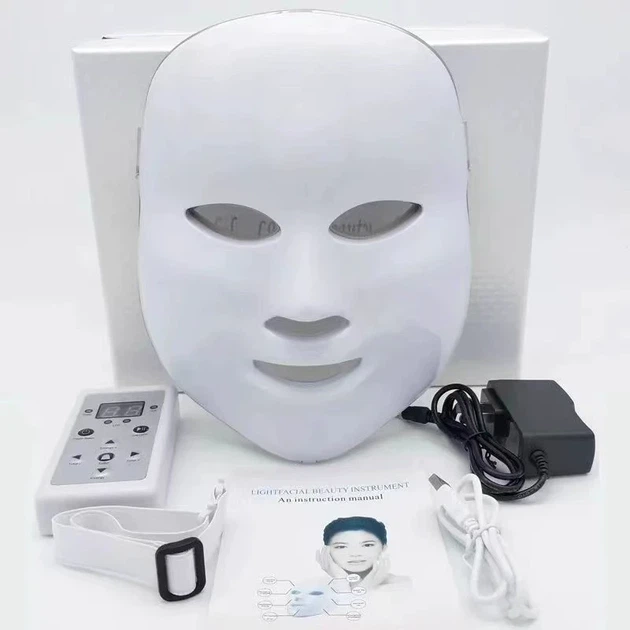 LED маска для фотодинамической и микротоковой терапии лица и шеи, светодиодная маска для ухода за кожей - изображение 2