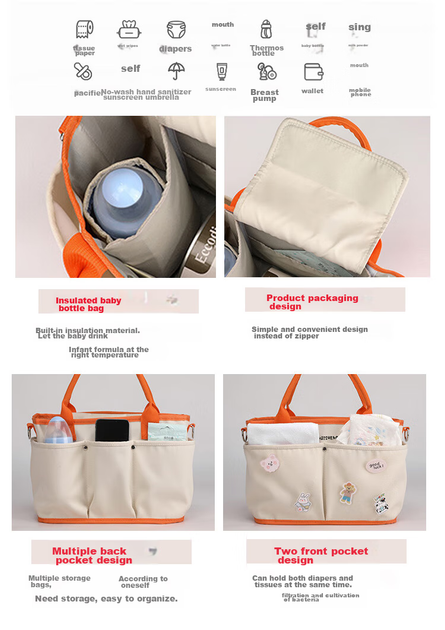 Сумка для грудного молока 9I9 Mami Bag, яку можна носити на плечі або в руці, дитяча сумка для вагітних на відкритому повітрі, велика місткість A342 Yuanqi Orange - зображення 9