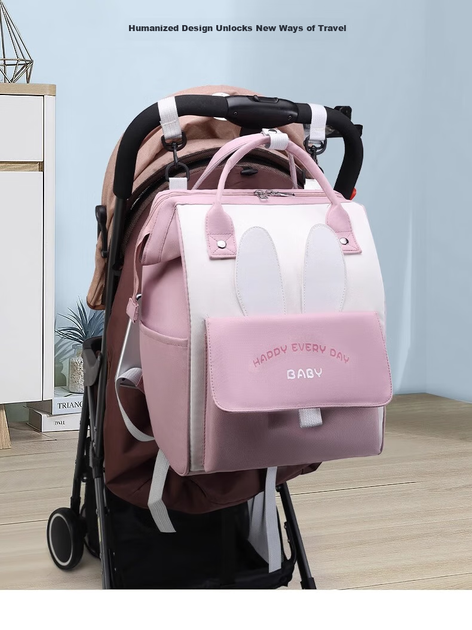 Сумка FENYE Mommy Bag, рюкзак для мам, розово-белая - изображение 2