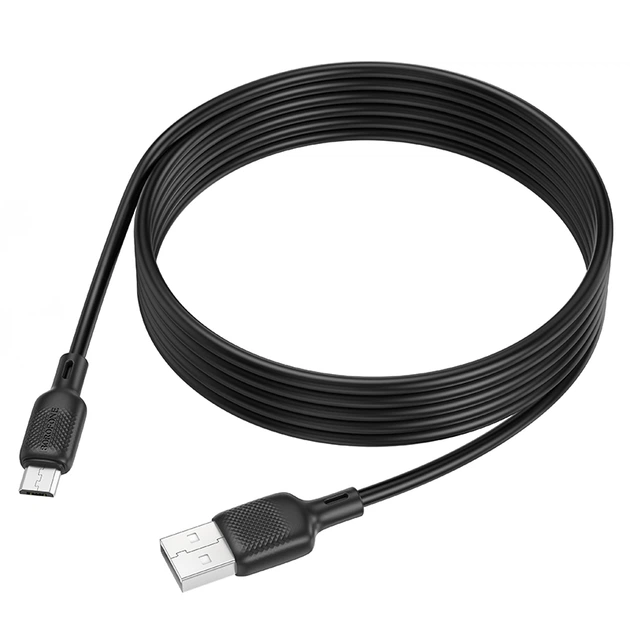 Кабель для зарядки Borofone Micro USB - USB-A 2 м Силіконовий чорний (BX113) - Фото 4 Кабель для зарядки Borofone Micro USB - USB-A 2 м Силіконовий чорний (BX113) - зображення 4