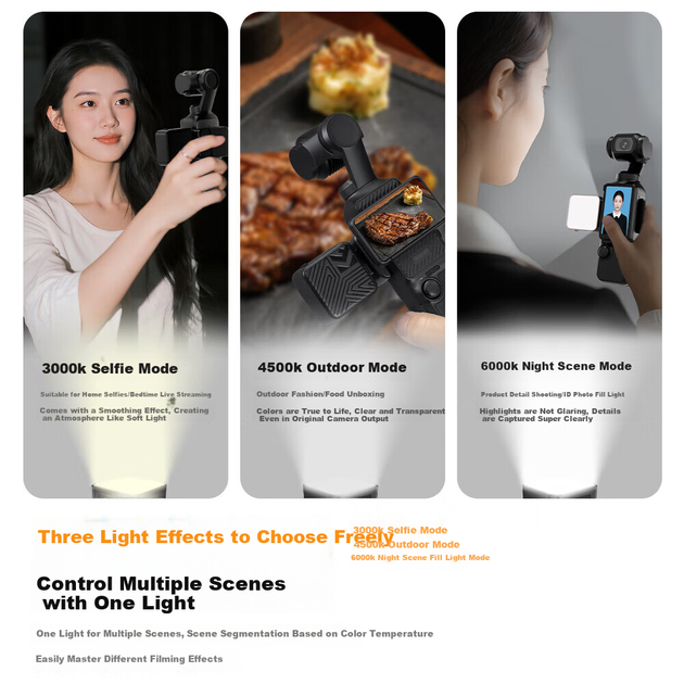 Светильник K&F Concept XPocket3 для DJI Pocket 3/4 LED 3000K/4500K/6000K (XPocket3) - Фото 3 Светильник K&F Concept XPocket3 для DJI Pocket 3/4 LED 3000K/4500K/6000K (XPocket3) - изображение 3