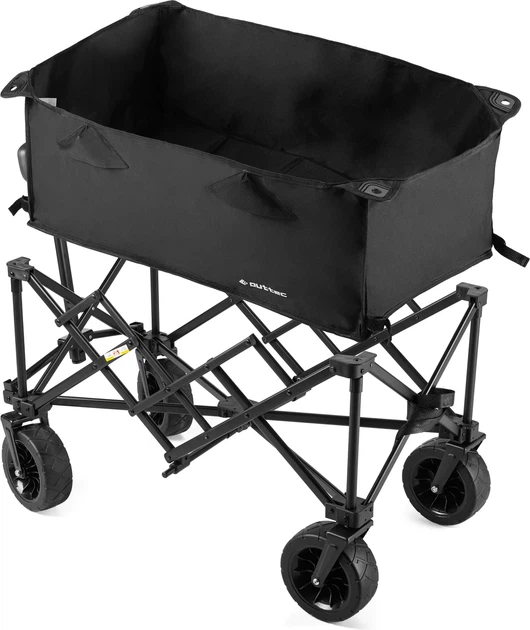 Wózek turystyczny składany Outtec BlackRover 100 l z gumowymi kołami Czarny 185379 (5905884421895) - obraz 4