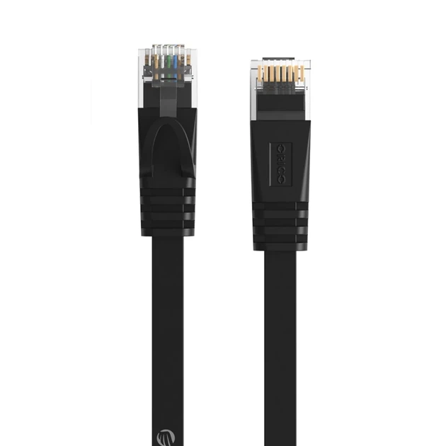 Кабель сетевой Ethernet Orico PUG-C7B CAT7 10Gbps RJ45 Интернет LAN плоский 1м Black (6942227181329) - изображение 2