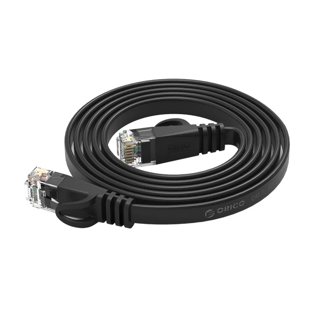 Кабель сетевой Ethernet Orico PUG-C7B CAT7 10Gbps RJ45 Интернет LAN плоский 1м Black (6942227181329) - изображение 6