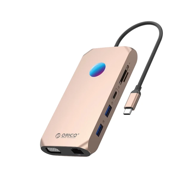 Док-станция USB-C Orico XCR 12-в-1 RGB 3×USB-A USB-C PD 100 Вт HDMI 4K VGA SD/microSD (6941788803763) - Фото 1 Док-станция USB-C Orico XCR 12-в-1 RGB 3×USB-A USB-C PD 100 Вт HDMI 4K VGA SD/microSD (6941788803763) - изображение 1