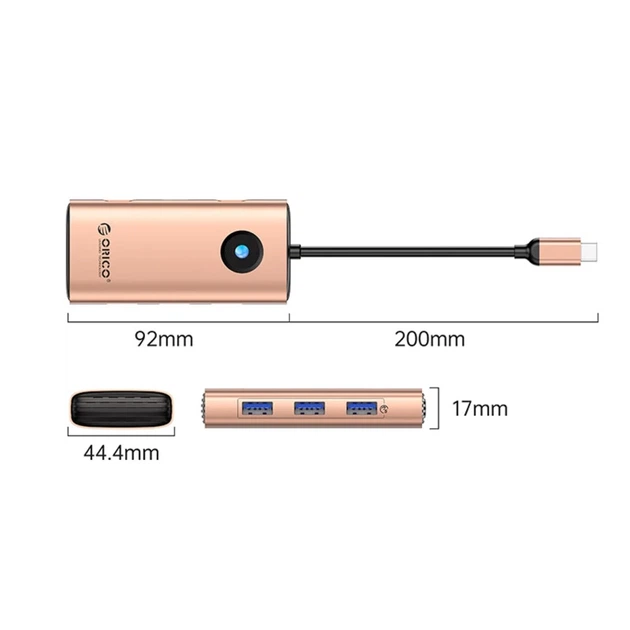Док-станция USB-C Orico PW11 6-в-1 USB-C PD 100 Вт HDMI 4K RJ45 2.5G Rose Gold (6941788814783) - изображение 2