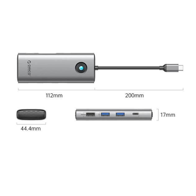 Док-станція USB-C Orico PW11 8-в-1 USB-A USB-C PD 100 Вт HDMI 4K VGA RJ45 (6941788815544) - зображення 2