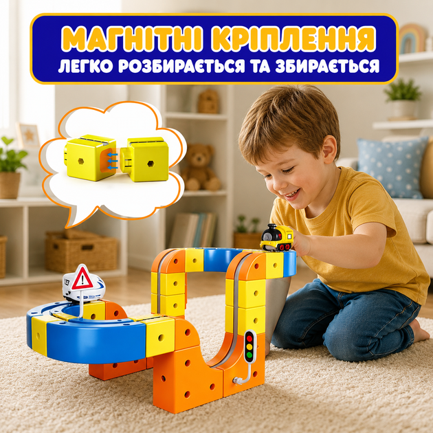 Антигравітаційний магнітний конструктор Залізниця (79 деталей, зарядка через USB) - зображення 4