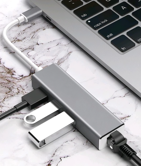 Адаптер концентратор хаб из алюминиевого сплава с выходными портами USB 4 со скоростью подключения 1000 Мбит/с (484119-Prob) - Фото 6 Адаптер концентратор хаб из алюминиевого сплава с выходными портами USB 4 со скоростью подключения 1000 Мбит/с (484119-Prob) - зображення 6