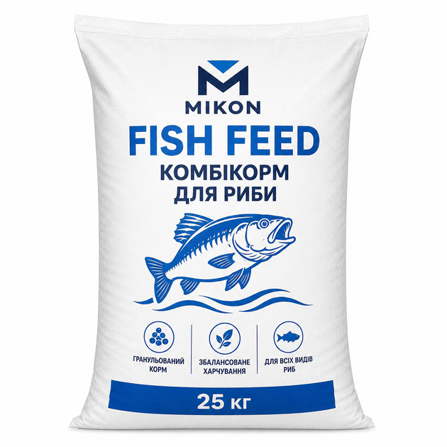 Комбикорм MIKON Fish Feed гранулированный 25 кг для прудовой рыбы - Фото 1 Комбикорм MIKON Fish Feed гранулированный 25 кг для прудовой рыбы - изображение 1