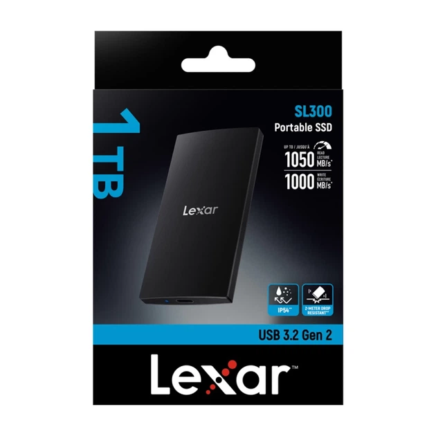 Портативный SSD Lexar SL300 1TB (LSL300001T-RNBNG) - Фото 6 Портативный SSD Lexar SL300 1TB (LSL300001T-RNBNG) - изображение 6