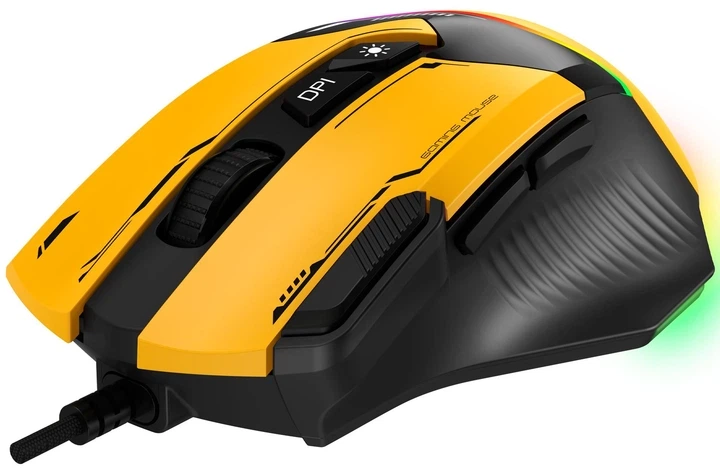 Комп'ютерна миша GamePro GM300Y Оптична 800-7200 dpi 8 кнопок RGB підсвічування USB Жовто-чорна (GM300Y) - зображення 2
