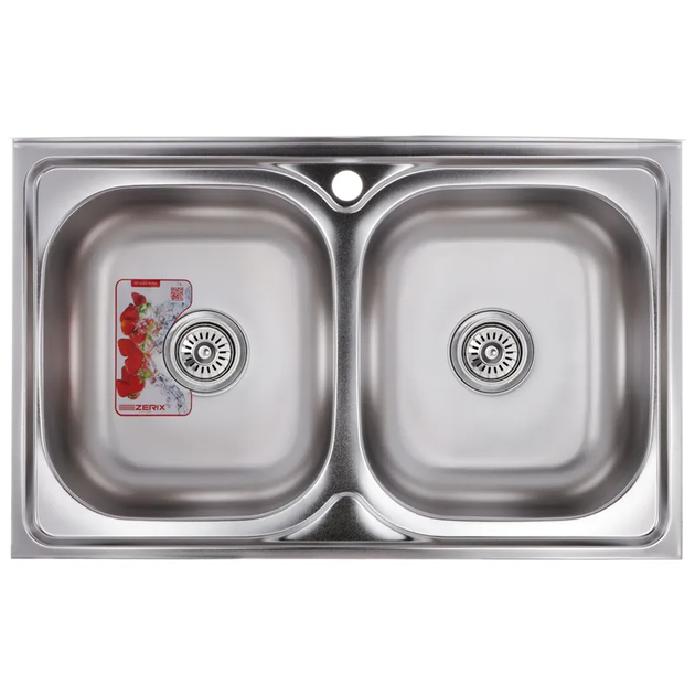 Мийка кухонна ZERIX Z8050D-08-180E DOUBLE (satin) (ZM0569) - Фото 1 Мийка кухонна ZERIX Z8050D-08-180E DOUBLE (satin) (ZM0569) - изображение 1