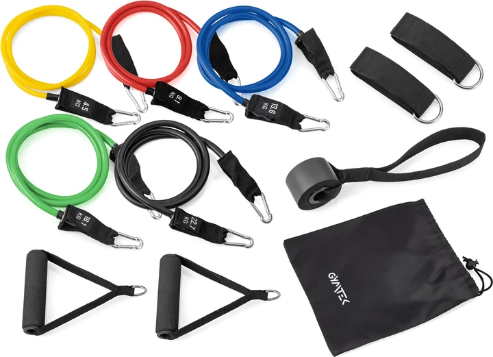 Zestaw ekspanderów rurowych Gymtek GK-006 5 szt, opór 4.5–22.7 kg Wielokolorowy (5907766660286) - obraz 3