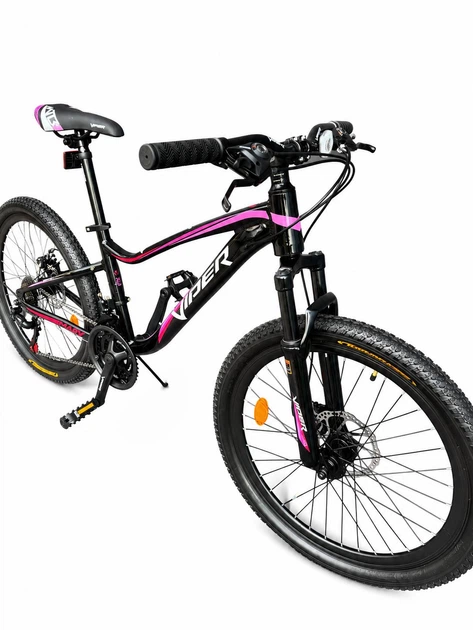 Підлітковий гірський велосипед MTB Viper Mary P06 Al 24" рама 13", 21 швидкість, дискові гальма, алюмінієва рама, чорний - зображення 2