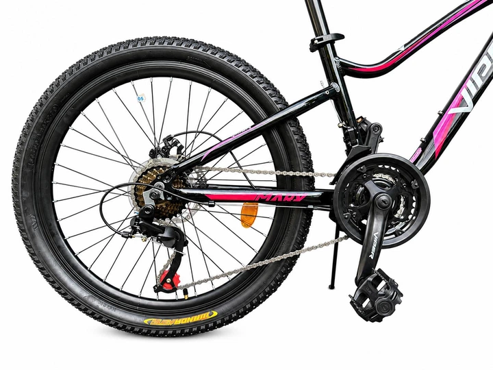 Підлітковий гірський велосипед MTB Viper Mary P06 Al 24" рама 13", 21 швидкість, дискові гальма, алюмінієва рама, чорний - зображення 3