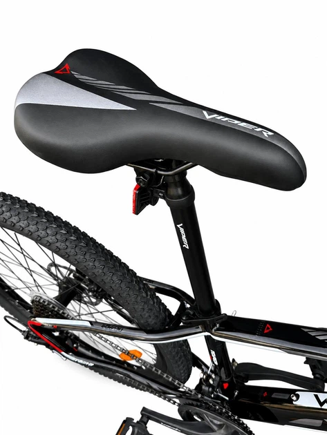 Горный велосипед MTB Viper Nevada 26", рама 13", 21 скорость, механические дисковые тормоза, стальная рама, амортизационная вилка, двойные алюминиевые обода, черно-белый - изображение 4