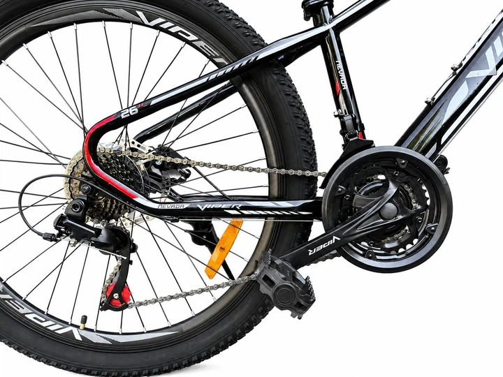 Горный велосипед MTB Viper Nevada 26", рама 13", 21 скорость, механические дисковые тормоза, стальная рама, амортизационная вилка, двойные алюминиевые обода, черно-белый - изображение 6