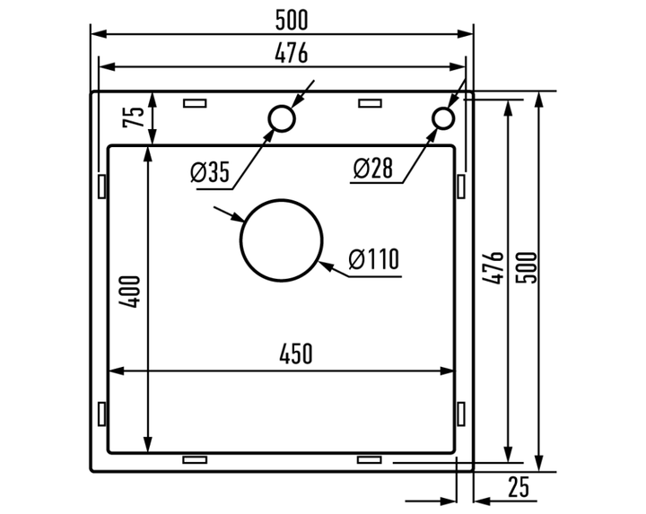 Мийка з нерж. сталі MIXXUS MH5050 GRAPHITE (3.0/0.8) (Колір графіт) (MX1928) - изображение 2