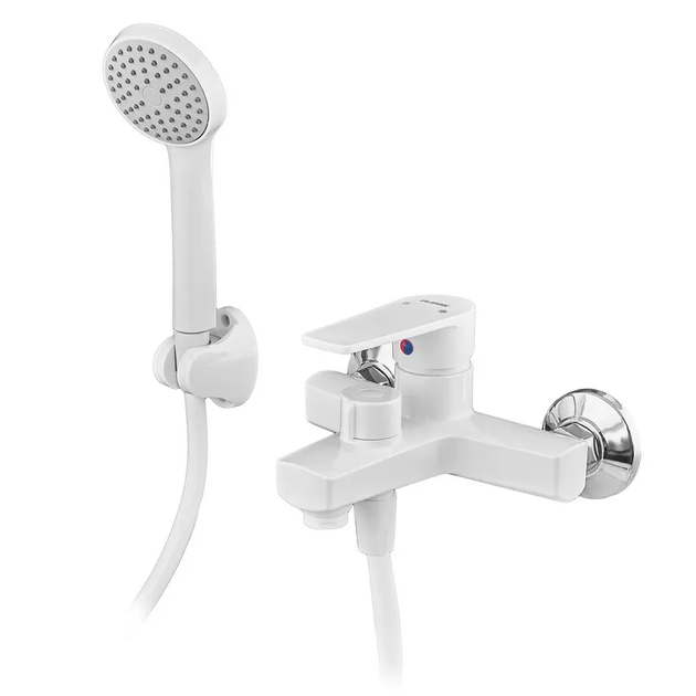Змішувач для ванни PLAMIX OSCAR-009 EURO SET WHITE (зі шлангом, лійкою та кронштейном) (Колір білий) (PM0699) - Фото 1 Змішувач для ванни PLAMIX OSCAR-009 EURO SET WHITE (зі шлангом, лійкою та кронштейном) (Колір білий) (PM0699) - изображение 1