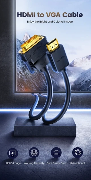 Кабель HDMI to DVI UGREEN HD106 2м Чёрный - Фото 7 Кабель HDMI to DVI UGREEN HD106 2м Чёрный - изображение 7