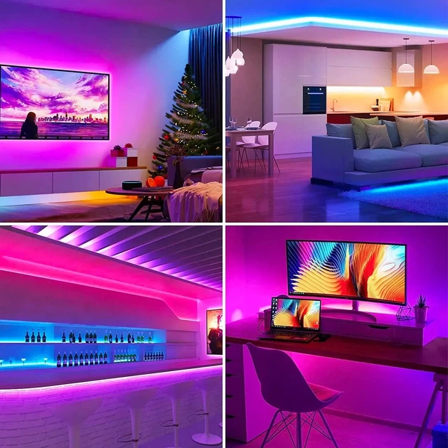 Світлодіодна RGB стрічка 5м, 3528 з пультом та блоком живлення, Багатокольорова LED стрічка самоклеюча - зображення 15