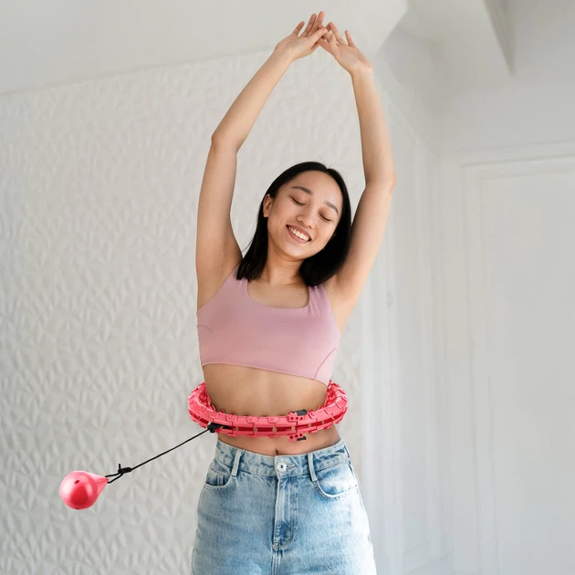 Hula hop z obciążeniem regulowane Gymtek G-66610 odchudzające Różowe (5907766666103) - obraz 16