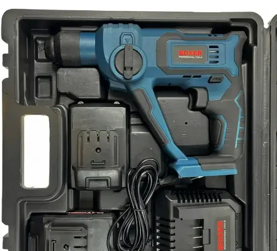 Перфоратор акумуляторний BOXER SR 146 20 4V SDS Plus із двома акумуляторами швидкозатискним патроном для бетону дерева металу у кейсі - зображення 8