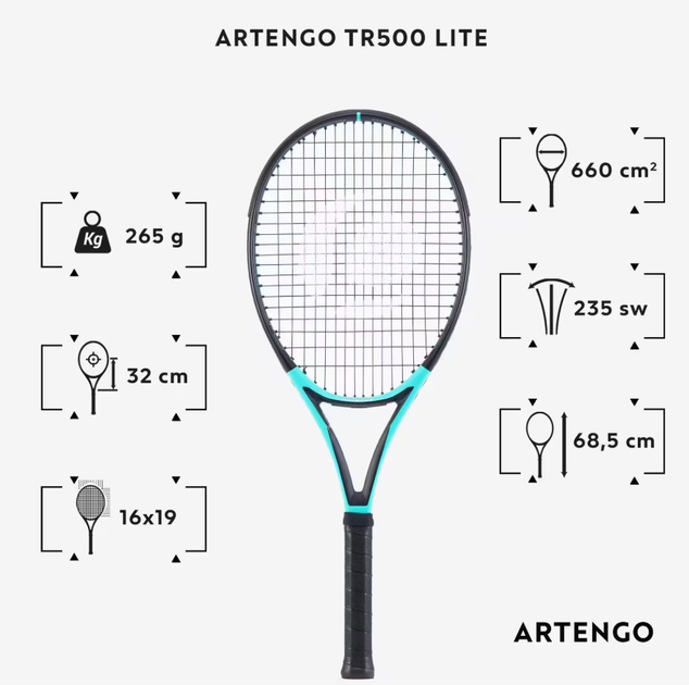 Ракетка для Большого Тенниса Artengo TR500 Lite Синий - изображение 2