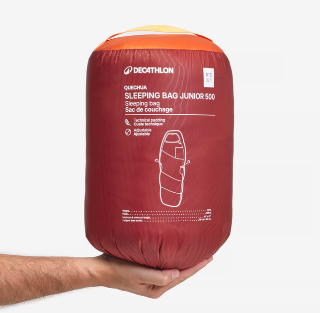 Детский Спальный Мешок для Кемпинга QUECHUA MH500 0°C Размер 180 x 65 см Рост от 115 до 155 см Оранжевый - изображение 3
