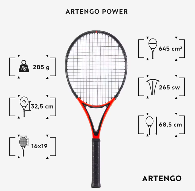 Ракетка для Великого Тенісу Artengo TR990 285г Power 25" Червоний - зображення 2