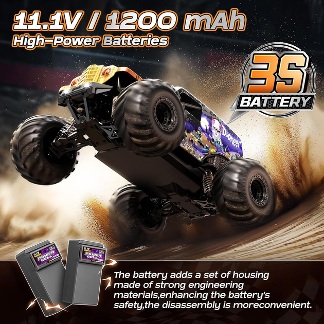 Радіокерована машинка HS14411 1:14 4WD на пульті керування до 50 км/год, RC позашляховик, всюдихід, акумулятор 7.4V - зображення 8