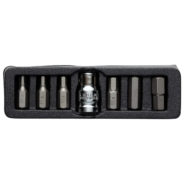 Набор бит HEX 1/2" 7шт S2 4.8x19.5x2.2 см пластиковый кейс - Фото 1 Набор бит HEX 1/2" 7шт S2 4.8x19.5x2.2 см пластиковый кейс - изображение 1