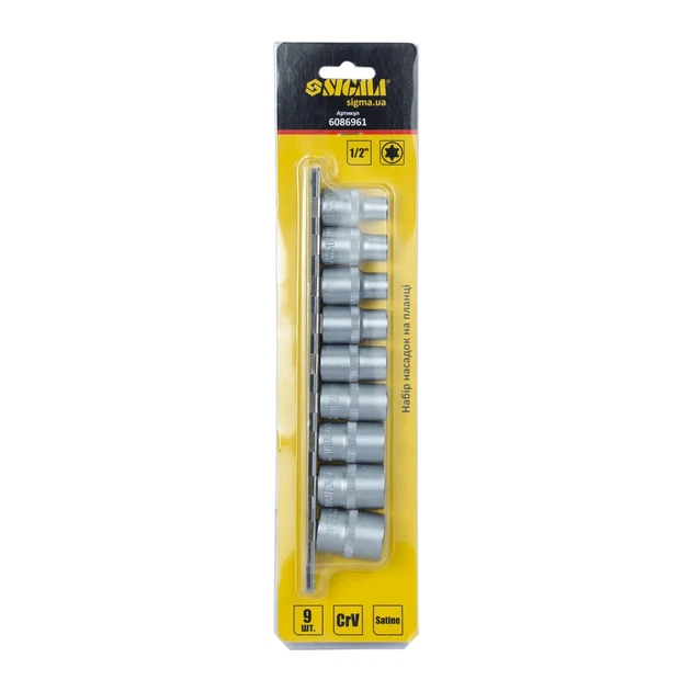 Набор насадок Torx 1/2" 9шт CrV для ремонта автомобилей 0,725 кг - Фото 3 Набор насадок Torx 1/2" 9шт CrV для ремонта автомобилей 0,725 кг - изображение 3