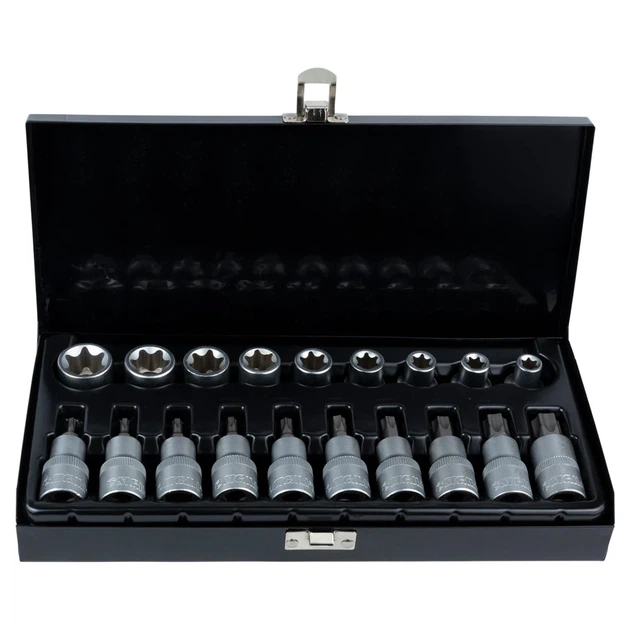 Набор насадок Torx 1/2" 19шт CrV металлический кейс 50BV30 1,7 кг - изображение 2