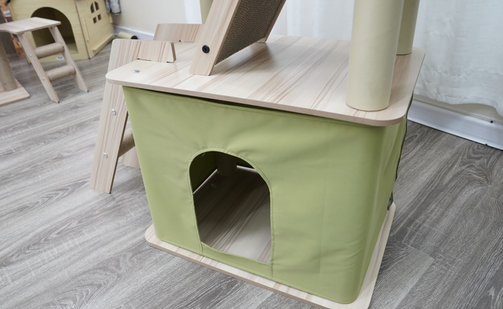 Когтеточка-комплекс для кота (Cat Tree) Volso Y-18 с полочками и домиком устойчивая конструкция 1М - Фото 5 Когтеточка-комплекс для кота (Cat Tree) Volso Y-18 с полочками и домиком устойчивая конструкция 1М - изображение 5