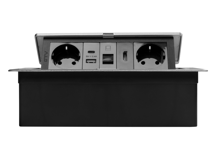 Блок розеток GTV MULTISOFT 2 розетки SCHUKO USB А+С + HDMI провід 1,5м з вилкою Алюміній - Фото 2 Блок розеток GTV MULTISOFT 2 розетки SCHUKO USB А+С + HDMI провід 1,5м з вилкою Алюміній - зображення 2