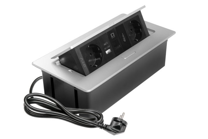 Блок розеток GTV MULTISOFT 2 розетки SCHUKO USB А+С + HDMI провід 1,5м з вилкою Алюміній - Фото 7 Блок розеток GTV MULTISOFT 2 розетки SCHUKO USB А+С + HDMI провід 1,5м з вилкою Алюміній - зображення 7
