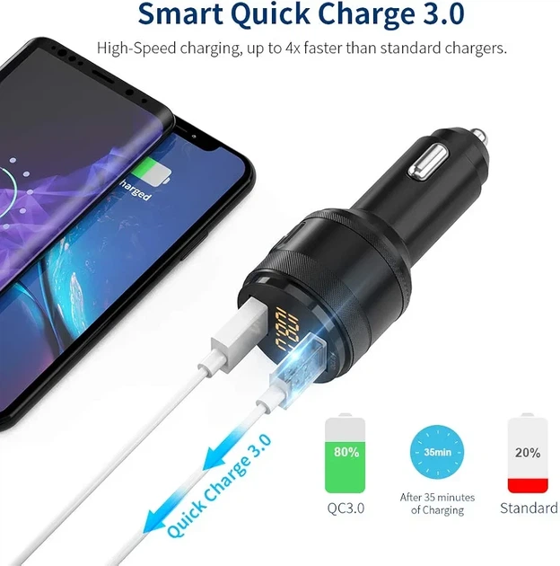 Автомобильный Bluetooth FM передатчик ZeaLife с 2 USB- портами и комплектом громкой связи - изображение 2