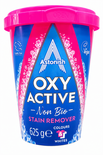 Кисневий порошок для видалення складних плям Astonish Oxy Active 625 г. - Фото 2 Кисневий порошок для видалення складних плям Astonish Oxy Active 625 г. - зображення 2
