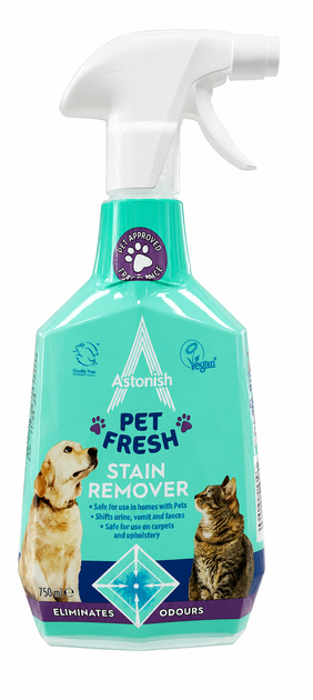 Засіб для видалення плям і запахів від домашніх тварин Astonish Pet fresh Stain remover 750 мл. - Фото 2 Засіб для видалення плям і запахів від домашніх тварин Astonish Pet fresh Stain remover 750 мл. - зображення 2