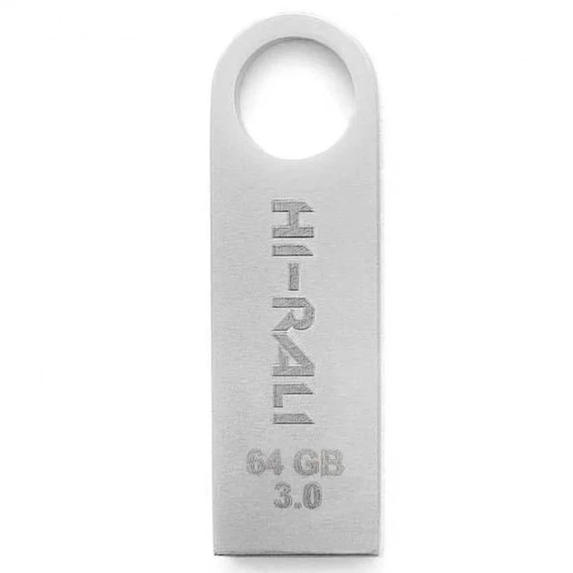 Флеш-накопитель Hi-Rali Shuttle 64GB USB 3.0 металевий сріблястий - зображення 2