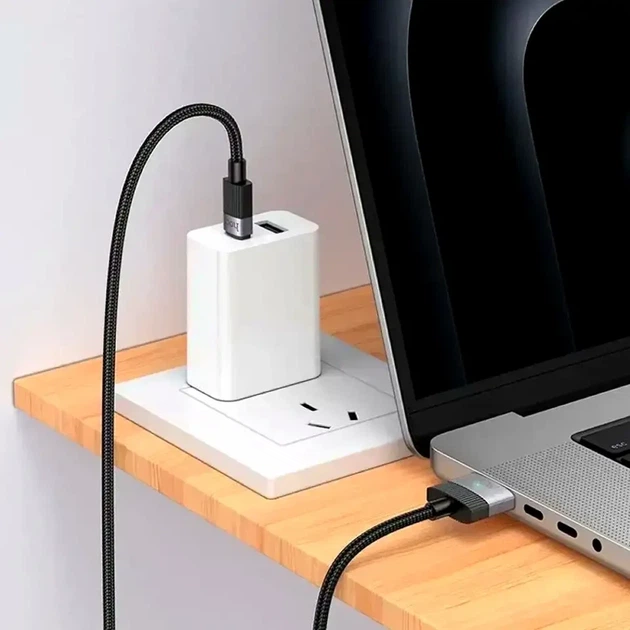 Кабель Type-C to MagSafe 3 1,8м 140 Вт чорний Hoco U141 для заряджання та передавання даних - Фото 2 Кабель Type-C to MagSafe 3 1,8м 140 Вт чорний Hoco U141 для заряджання та передавання даних - зображення 2