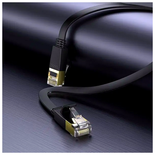 Патч-корд Hoco US07 Ethernet кабель для интернета и сетевых подключений плоский черный 5 метров Cat 6 - изображение 7