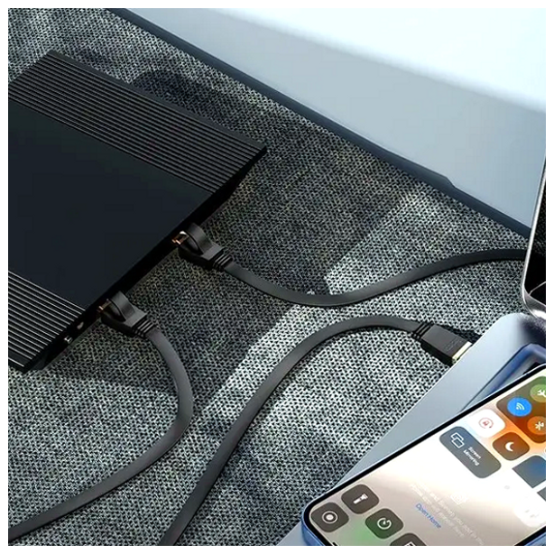 Патч-корд Hoco US07 Ethernet кабель для интернета и сетевых подключений плоский черный 5 метров Cat 6 - изображение 8