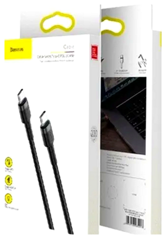 Кабель Baseus Cafule Type-C 60W для швидкого заряджання та передавання даних завдовжки 2 метри сірий чорний - зображення 3