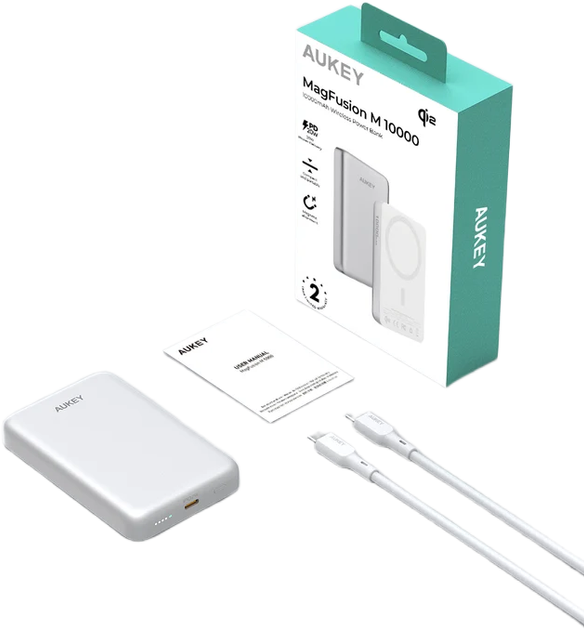 Powerbank AUKEY PB-MS08 MagFusion M 10000 mAh 20W White (689323790753) - obraz 2