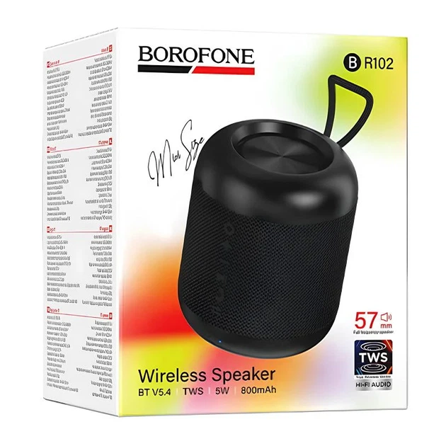 Bluetooth колонка Borofone BR102 Gratificado Sports 5 Вт 84x84x103 мм Обсидиан Черный - изображение 4